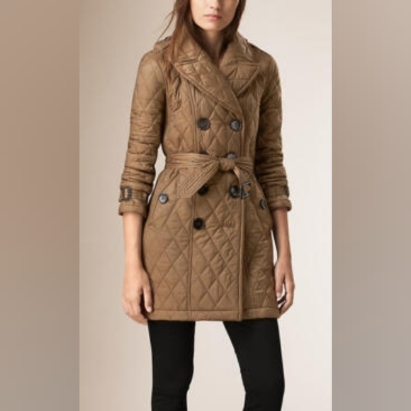 Burberry Jackets & Blazers - Burberry Quilted Double-Breasted Olive Trench Coat